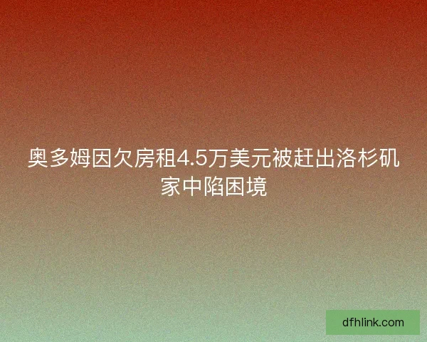 奥多姆因欠房租4.5万美元被赶出洛杉矶家中陷困境