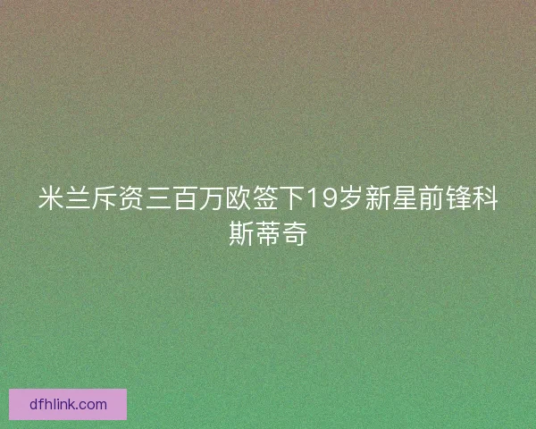 米兰斥资三百万欧签下19岁新星前锋科斯蒂奇